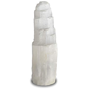 Digging Dolls: 2 Pieces Natural White Selenite Hand Carved Lamp - 12 Inch Avg. - with Dimmer Switch, Cord and 15 Watt Bulb!