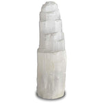 Digging Dolls: 1 Piece Natural White Selenite Hand Carved Lamp - 12 Inch Avg. - with Dimmer Switch, Cord and 15 Watt Bulb!