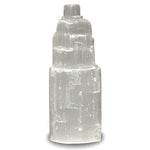 Digging Dolls: 2 Pieces Natural White Selenite Hand Carved Tower - 4 Inch Avg.