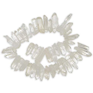 Digging Dolls: 1 Strand (15") of Large Clear Quartz Points - Great for Kids, Arts, Crafts, Jewelry Making, Wire Wrapping and More!