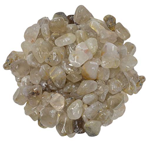 Digging Dolls: 1 lb of Extra Small Rutile Quartz B Grade Stones from Brazil - Tumbled Rocks Crystals Perfect for Art, Crafts, Reiki, Wicca and Wire Wrapping!