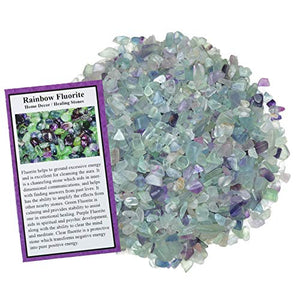 Digging Dolls: 1 lb of Tumbled Rainbow Fluorite Chip Stones - Polished Rocks for Crafts, Art, Vase Filler, Decoration, Reiki, Crystal Jewelry Making and More!