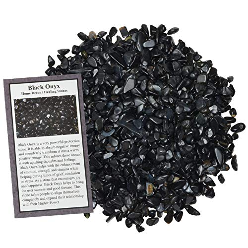 Digging Dolls: 1/2 lb of Tumbled Black Onyx Chip Stones - Polished Rocks for Crafts, Art, Vase Filler, Decoration, Reiki, Crystal Jewelry Making and More!