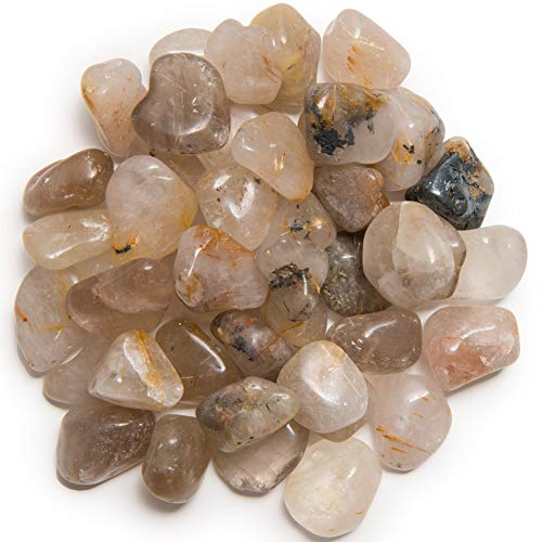 Digging Dolls: 3 lbs of Small Rutilated Quartz A Grade Stones from Brazil - Tumbled Rocks Perfect for Art, Crafts, Reiki, Wicca and Wire Wrapping!