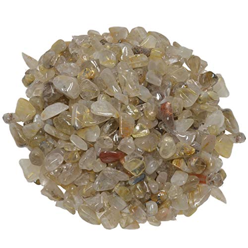 Digging Dolls: 2 lbs of XX Small Rutile Quartz B Grade Stones from Brazil - Tumbled Rocks Crystals Perfect for Art, Crafts, Reiki, Wicca and Wire Wrapping!