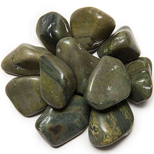 Digging Dolls: 1 lb of Extra Large Green Jasper A Grade Stones from Brazil - Tumbled Rocks Perfect for Art, Crafts, Reiki, Wicca and Wire Wrapping!