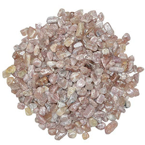 Digging Dolls: 2 lbs of Tumbled Strawberry Quartz Chip Stones - Polished Rocks for Crafts, Art, Vase Filler, Decoration, Reiki, Crystal Jewelry Making and More!