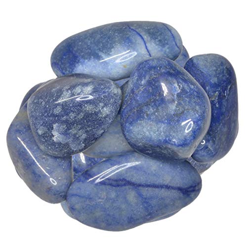 Digging Dolls: 1 lb of Extra Large Blue Quartz A Grade Stones from Brazil - Tumbled Rocks Crystals Perfect for Art, Crafts, Reiki, Wicca and Wire Wrapping!