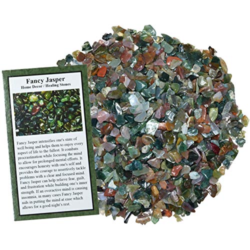 Digging Dolls: 1 lb of Tumbled Fancy Jasper Chip Stones - Polished Rocks for Crafts, Art, Vase Filler, Decoration, Reiki, Crystal Jewelry Making and More!