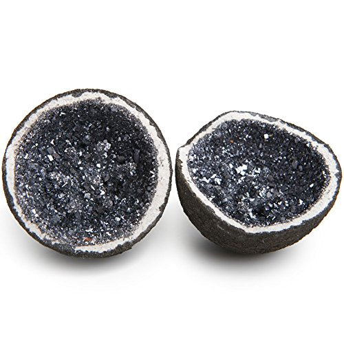 Digging Dolls: 1 pc Sparkling Hematite Cobalt Geode (Both Matching Halves) from Morocco - Beautiful Man Made Geode for Arts, Crafts, Jewelry Making, Decoration, Home Decor, and More!