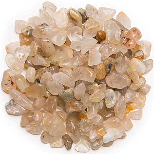 Digging Dolls: 1 lb of XXSmall Rutilated Quartz A Grade Stones from Brazil - Tumbled Rocks Perfect for Art, Crafts, Reiki, Wicca and Wire Wrapping!