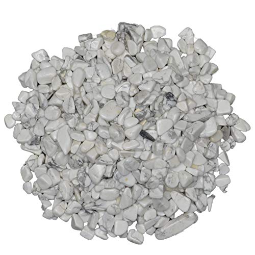 Digging Dolls: 2 lbs of Tumbled Howlite Chip Stones - Polished Rocks for Crafts, Art, Vase Filler, Decoration, Reiki, Crystal Jewelry Making and More!