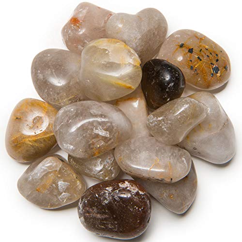 Digging Dolls: 1/2 lb of Large Rutilated Quartz A Grade Stones from Brazil - Tumbled Rocks Perfect for Art, Crafts, Reiki, Wicca and Wire Wrapping!