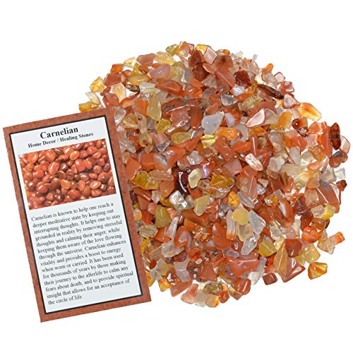 Digging Dolls: 1/2 lb of Tumbled Carnelian Chip Stones - Polished Rocks for Crafts, Art, Vase Filler, Decoration, Reiki, Crystal Jewelry Making and More!