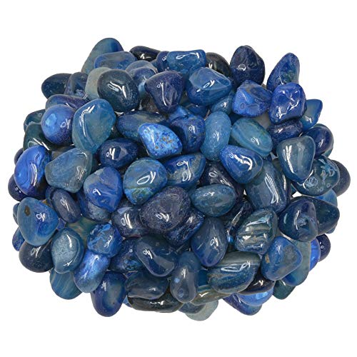 Digging Dolls: 2 lbs of Extra Small Dyed Blue Agate A Grade Stones from Brazil - Tumbled Rocks Crystals Perfect for Art, Crafts, Reiki, Wicca and Wire Wrapping!