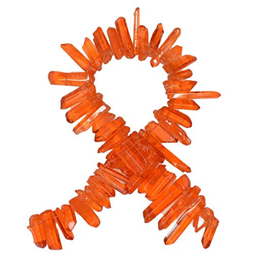 Digging Dolls: 1 Strand (15") of Bright Orange Dyed Quartz Points - Great for Kids, Arts, Crafts, Jewelry Making, Wire Wrapping and More!