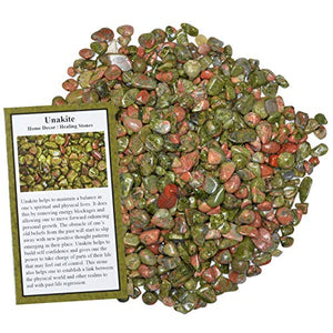 Digging Dolls: 1/2 lb of Tumbled Unakite Chip Stones - Polished Rocks for Crafts, Art, Vase Filler, Decoration, Reiki, Crystal Jewelry Making and More!