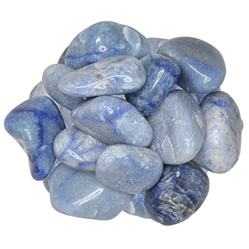 Digging Dolls: 1/2 lb of Large Blue Quartz B Grade Stones from Brazil - Tumbled Rocks Crystals Perfect for Art, Crafts, Reiki, Wicca and Wire Wrapping!