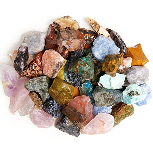 Digging Dolls: 2 lbs of a 26 Stone Type (Huge Variety) Madagascar Rough Mix - Large Size - 1" to 1.5" Average - Raw Rough Rocks for Arts, Crafts, Tumbling, Polishing, Gem Mining, Wire Wrapping!