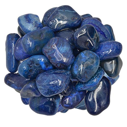 Digging Dolls: 1 lb of Large Dyed Blue Agate A Grade Stones from Brazil - Tumbled Rocks Crystals Perfect for Art, Crafts, Reiki, Wicca and Wire Wrapping!