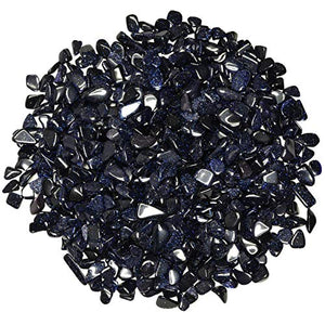 Digging Dolls: 2 lbs of Tumbled Blue Goldstone Chip Stones - Polished Rocks for Crafts, Art, Vase Filler, Decoration, Reiki, Crystal Jewelry Making and More!